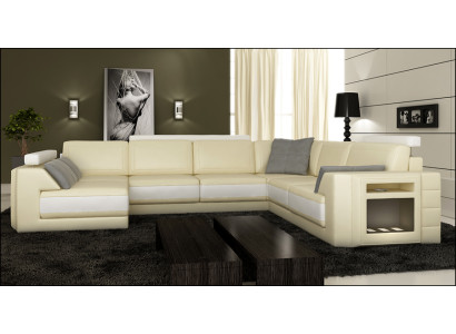 Designersofa Hoekbank Bank Leren bank Bekleding Stoel Hoekstel + Licht PHM3027