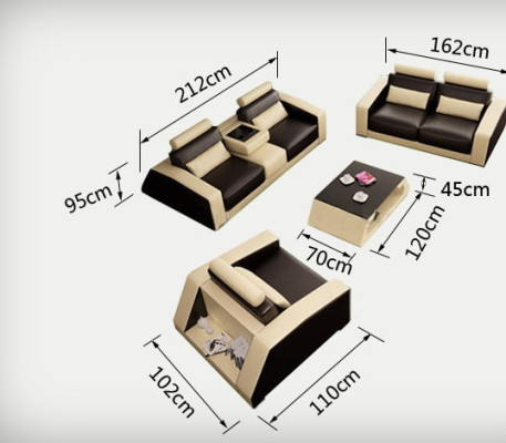 Ledersofa Bank Bankstel Nieuw 3+2+1 Zits Bankstel Design Modern Bank +USB