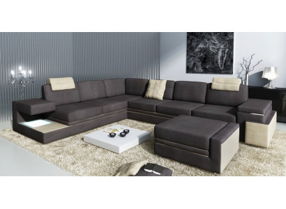 Woonlandschap XXL hoekbank met USB-bekleding zitset bankstellen banken textiel