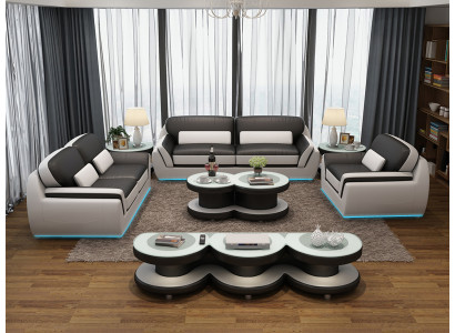 Leren bank Bankstel Nieuw 3+2+1 zits bankstel Design Modern Sofa + USB