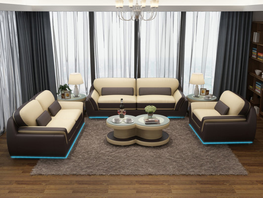 Leren bank Bankstel Nieuw 3+2+1 zits bankstel Design Modern Sofa + USB