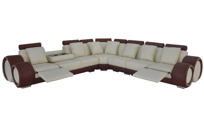Ontwerp leren gestoffeerde hoekwoonkamersofa + USB design loungeset nieuw