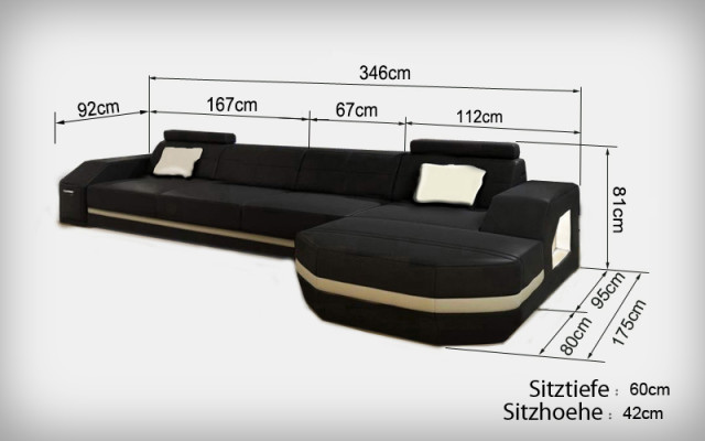 Leren bankstel met USB woonlandschap hoekbank zithoek modern designbank C4011C