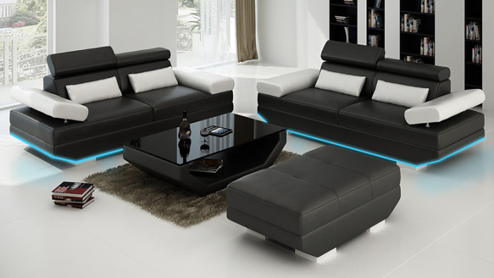 Leren bank Bank met USB Woonlandschap 2+2 Set Design Bank Sofa