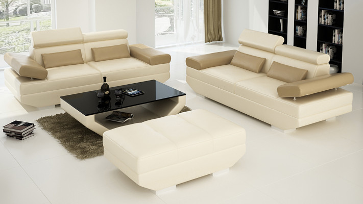 Leren bank Bank met USB Woonlandschap 2+2 Set Design Bank Sofa