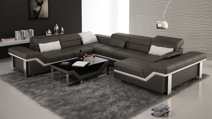 Leren bank Bank Bank Woongebied Hoekbank Set Ontwerp Modern Sofa
