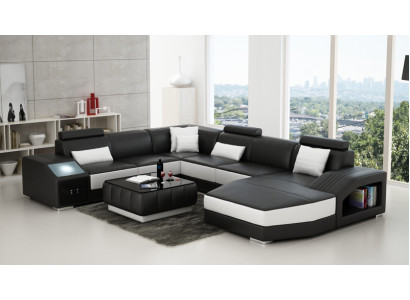 Leren bank U-vorm woonlandschap hoekbankstel design modern bankstel