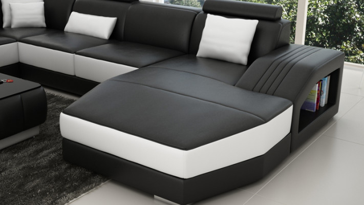 Leren bank U-vorm woonlandschap hoekbankstel design modern bankstel