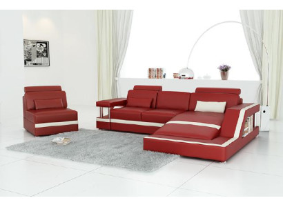 LEDEREN SOFA XXL WOONLANDSCHAP GARNITUUR HOEKBANK LEDEREN GARNITUUR met USB BEKLEDING