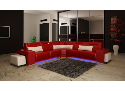 Leren bank met USB woongebied hoekbank hoekstel ontwerp moderne bank F3011B