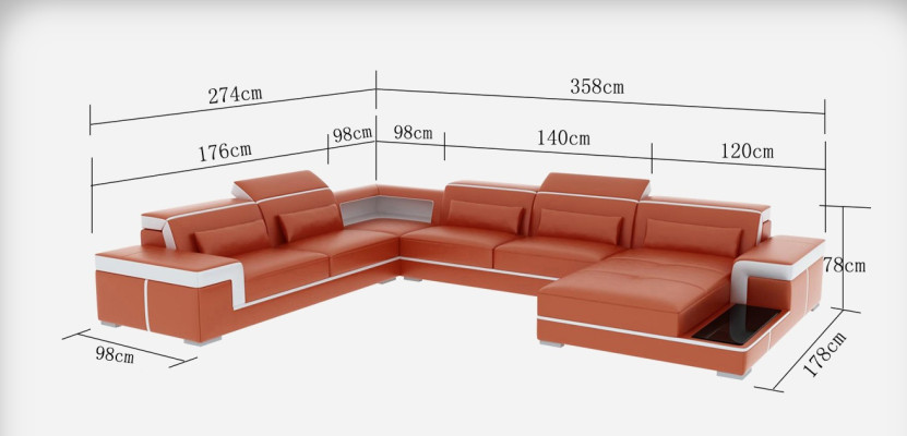 Lederen bank Bank Woonlandschap Hoekbank Hoekstel Design Modern Bankstel G8020 Nieuw