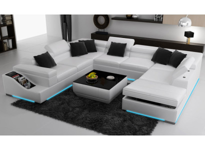 Ledersofa Bank Bank Woonlandschap Hoekbank Hoekstel Ontwerp Modern U K5006