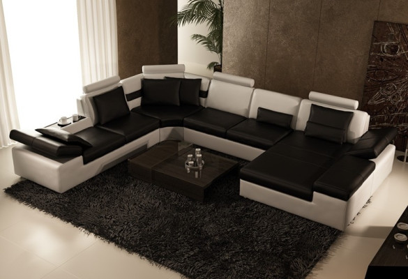 Leren bank Bank Bank Woonlandschap Hoekbank Set Ontwerp Modern Bankstel K5014