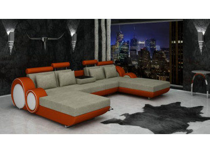 Textielbank U-vorm Bank Hoekbank Designerbank Set 2 Ligplaatsen Stoffenbank Berlijn