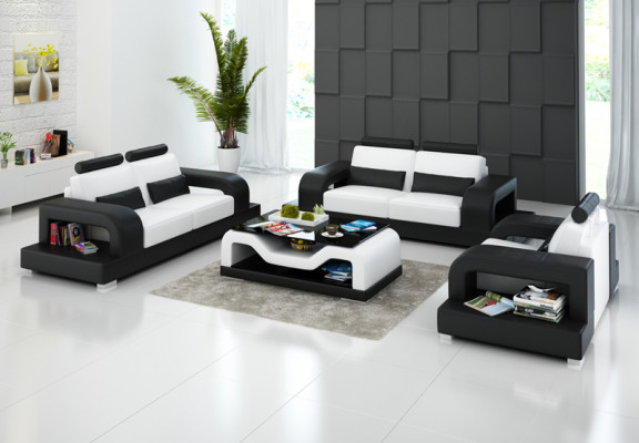 Leren bank bankstel woonlandschap 3+2+1 zits + USB set ontwerp modern sofa