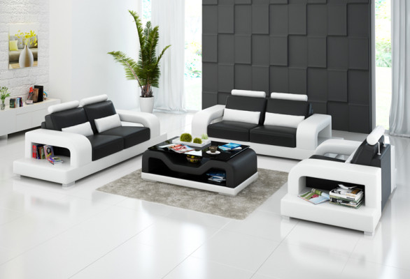 Leren bank bankstel woonlandschap 3+2+1 zits + USB set ontwerp modern sofa