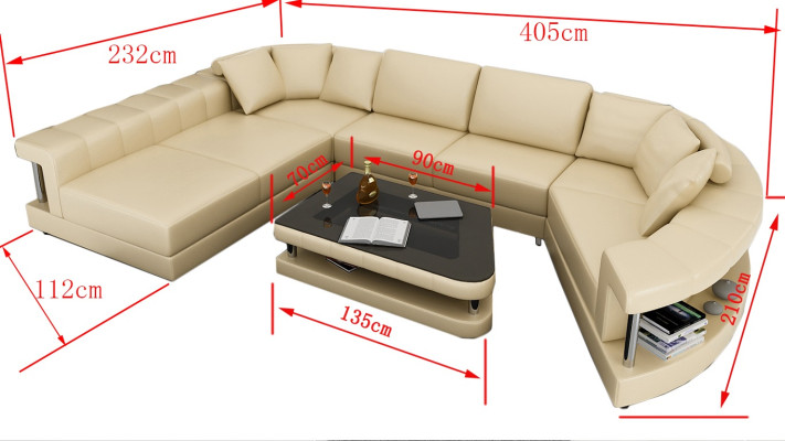 Lederen bank Bank Woonlandschap Hoekbank Hoekbank Ontwerp Moderne Bank + USB!