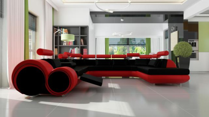 XXL Grote Designer Bank Bankstel Woonlandschap Leren Bankstel met USB  XXL Grote Designer Bank Bankstel Woonlandschap leren bankstel met USB