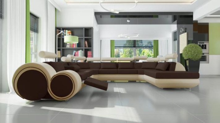 XXL Grote Designer Bank Bankstel Woonlandschap Leren Bankstel met USB  XXL Grote Designer Bank Bankstel Woonlandschap leren bankstel met USB