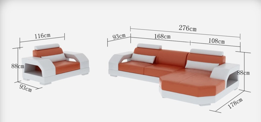 Leren bankstel Hoekbank Woonlandschap Hoekbank + 1-zits set Design Modern G8001E