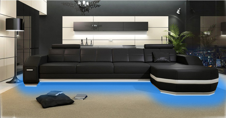 Stijlvol ontspannen Nieuwe L-vormige hoekbank met premium lederen bekleding.