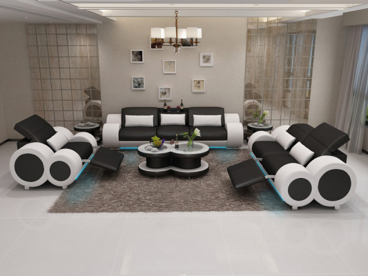 Leren bank Bank bankstel 3+2+1 zits bankstel Ontwerp Decor Modern Sofa