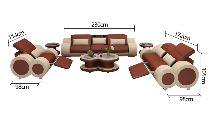 Leren bank Bank bankstel 3+2+1 zits bankstel Ontwerp Decor Modern Sofa