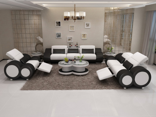Leren bank Bank bankstel 3+2+1 zits bankstel Ontwerp Decor Modern Sofa
