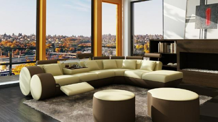 Ledersifa Bank Leren bank USB-set XXL woonlandschap Hoekbank Maatwerk