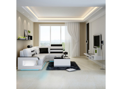 Leren bankstel met USB, hoekbank hoekbank modulair ontwerp Moderne bank L6016D