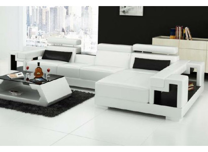 Woonlandschap hoekbank leren bank bank + USB-bekleding zitbank hoekstel nieuw 2710B