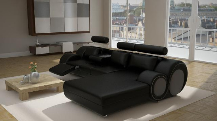 Ontwerper set woonlandschap hoekbank bank USB-bekleding leren bankstellen grijze sofa's.