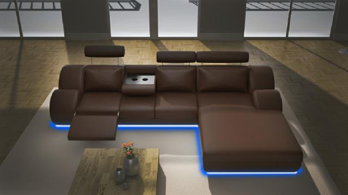 Ontwerper set woonlandschap hoekbank bank USB-bekleding leren bankstellen grijze sofa's.