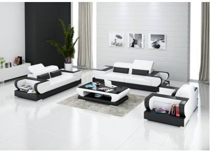 Leren bank Bank Woonlandschap 3+2+1 Zitsbankstel Design Modern Bankstel met USB