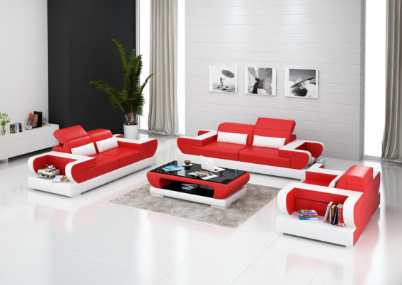 Leren bank Bank Woonlandschap 3+2+1 Zitsbankstel Design Modern Bankstel met USB