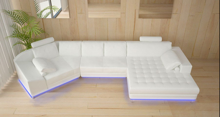 Ledersofa Bank Woonlandschap Hoekbank Hoek Bankstel Ontwerp Modern Sofa A1116