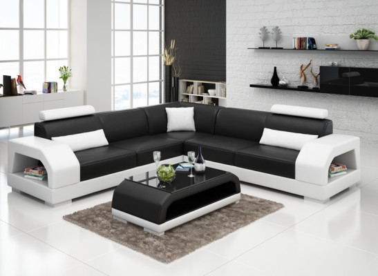 XXL hoekbank + USB, leren woonlandschap set Design Modern Sofa L-vorm G8001B
