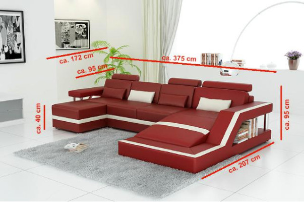 Designer hoekbank bank woonlandschap Big Moderne leren bank Hamburg III