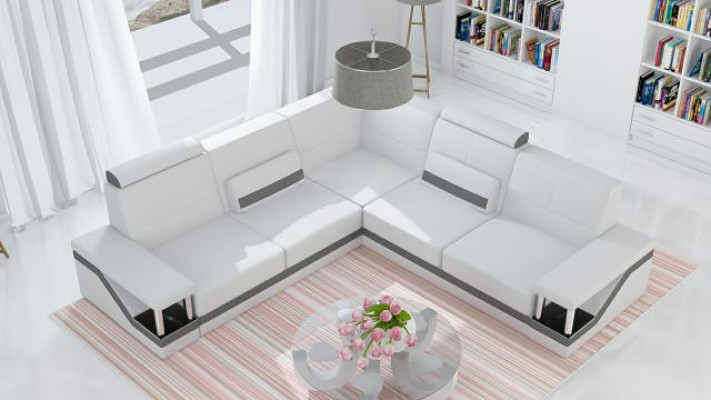 Leren hoekbank bank + USB-poster hoekbank bankstel banken stof leer set nieuw  Leren hoekbank bank + USB-poster hoekbank bankstel banken stof leer set nieuw