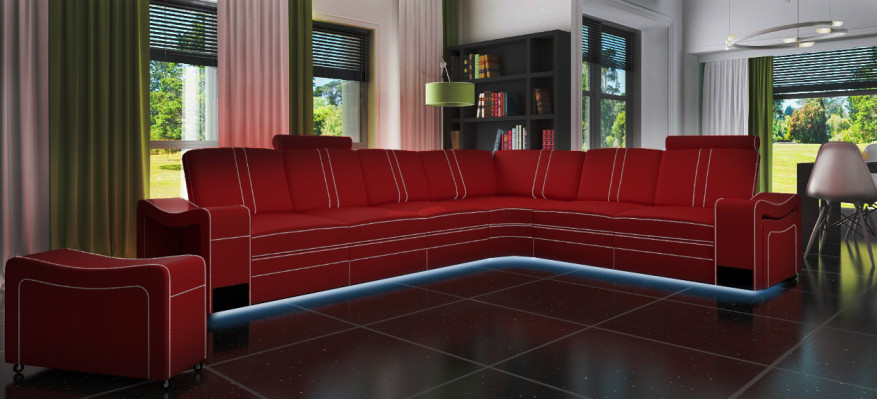 LEDEREN BANKSTEL XXL WOONLANDSCHAP SET LEDEREN HOEKBANK SET met USB BEKLEDING