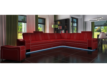 LEDEREN BANKSTEL XXL WOONLANDSCHAP SET LEDEREN HOEKBANK SET met USB BEKLEDING