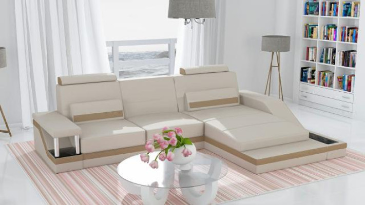 Hoekbank woonlandschap bank +USB hoekbank set leer textiel stof op maat gemaakt