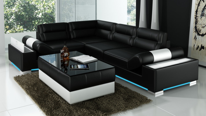 Ledersofa Bank USB woonlandschap hoekbank set bank ontwerp set L6001B