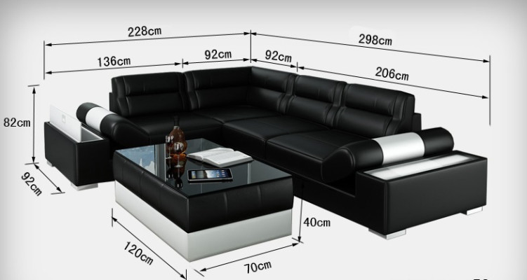 Ledersofa Bank USB woonlandschap hoekbank set bank ontwerp set L6001B