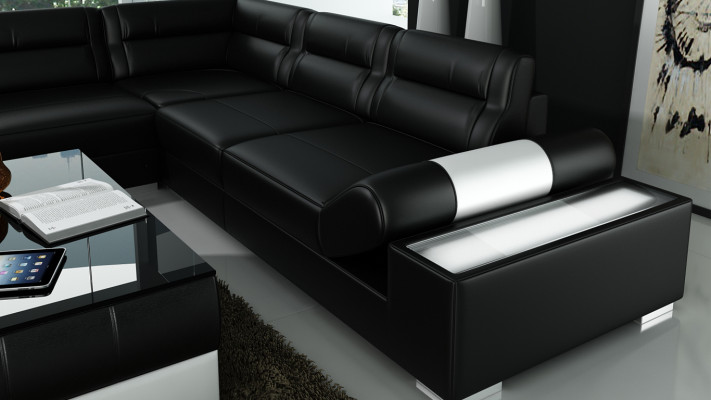 Ledersofa Bank USB woonlandschap hoekbank set bank ontwerp set L6001B