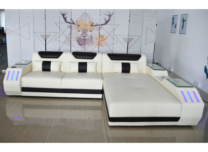 Zachte hoekbank Woonkamer Ontwerp Leren hoekbank L-vormige bank Moderne bank