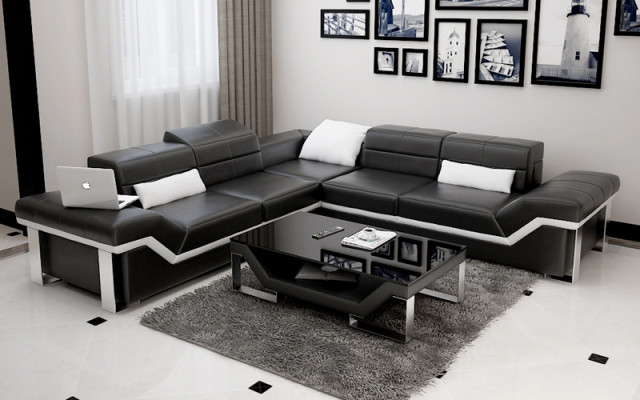 Leren sofa bank woonlandschap hoekbank stel modern ontwerpbank K5007B