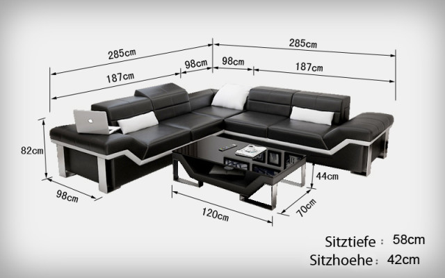 Leren sofa bank woonlandschap hoekbank stel modern ontwerpbank K5007B