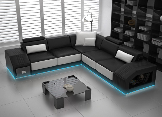 Leren bankstel met USB woonlandschap hoekbank hoekbank ontwerp modern bankstel L6003B.