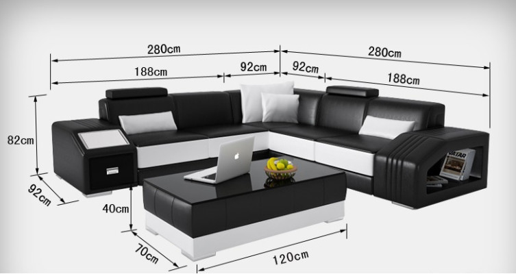 Leren bankstel met USB woonlandschap hoekbank hoekbank ontwerp modern bankstel L6003B.